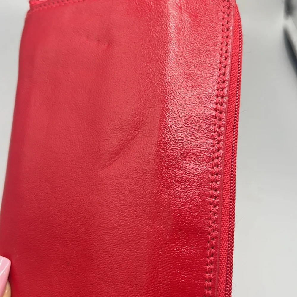 Vintage Red Crossbody Wallet w Extra Billfold Slots Insert Perfect Lipstick Red